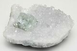 Glass-Clear, Green Cubic Fluorite Crystal on Quartz - China #205591-1